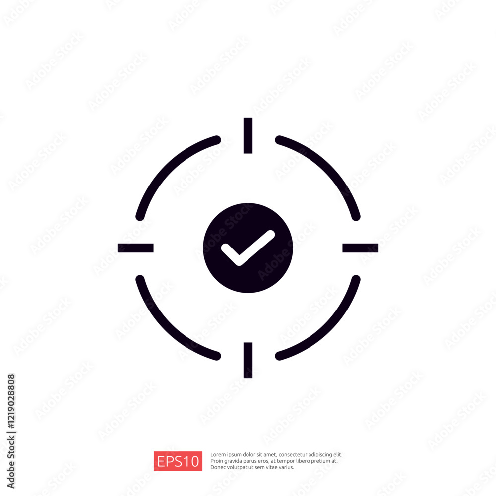 Poster a green checkmark within a circular target design, symbolizing accuracy, completion, or focus. it co