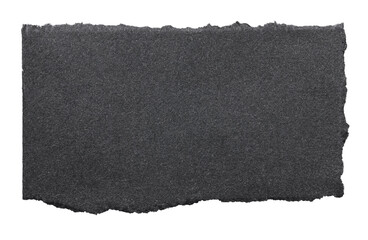 Isolated cut out torn piece of blank black paper note cardboard with texture and copy space for...
