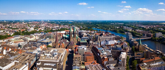 Obraz premium Bremen, Stadtzentrum, Luftbild