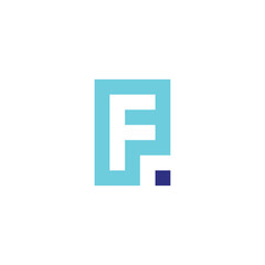 Letter F dot, square geometric symbol simple logo vector