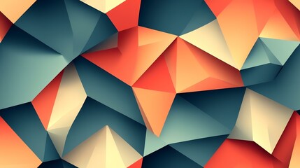 Abstract polygonal background; vibrant orange, teal, beige shapes; geometric texture; ideal for website design