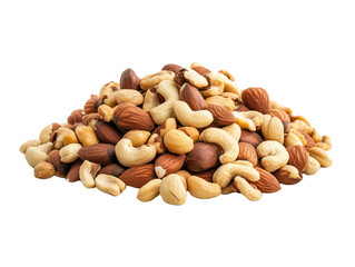 Delicious Mixed Nuts, Almonds, Cashews, Hazelnuts, Healthy Snack Food, Packed with Nutrients for a Balanced Diet, Isolated on Transparent Background, Ai Generated Images