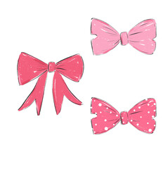 Pink watercolor bows illustration for crafts and decor