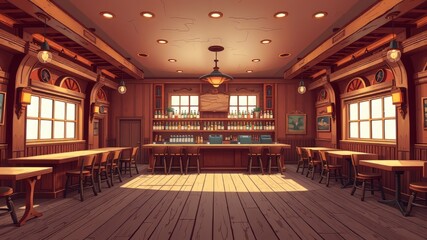 Empty Saloon Interior - 2D Animation Background