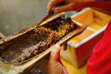 close up of honey of stingless bees