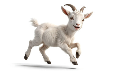Naklejka premium Adorable Baby Goat Running Joyfully White Fur