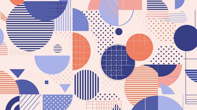 Geometric Pattern with Circles in Blue and Orange Tones