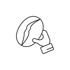 Outline Coffee Bean in a Hand icon for Coffee Bean Story.