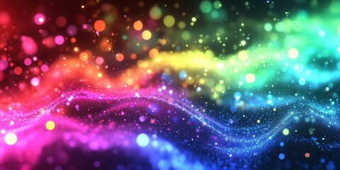 Obraz premium Abstract glowing neon wave background with bokeh lights and colorful digital sound waves