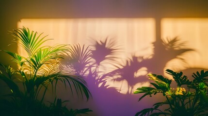 Dramatic Palm Plant Shadows on Wall Sunlight