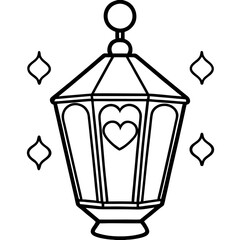 Modern Line Art of Lantern with Hearts