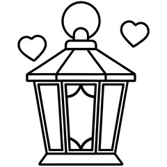Modern Line Art of Lantern with Hearts