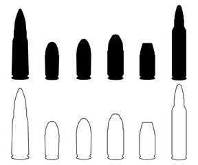 Obraz premium Bullet silhouettes collection isolated on white