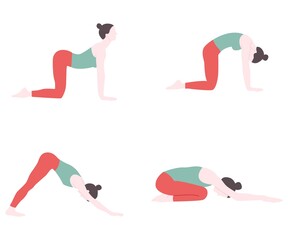 woman meditating relax exercise healthy lifestyle flat illustration