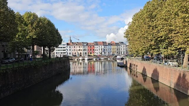 Summer Streets and Riverside Views of Ghent: Historic Buildings along the River, Gent, Belgium