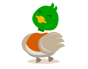 Happy duck who still can fly in the air vector illustration.