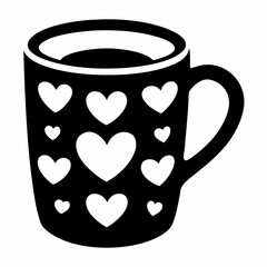 Mug Design with Simple Heart Silhouettes