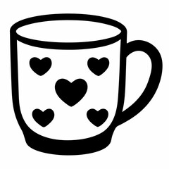 Mug Design with Simple Heart Silhouettes