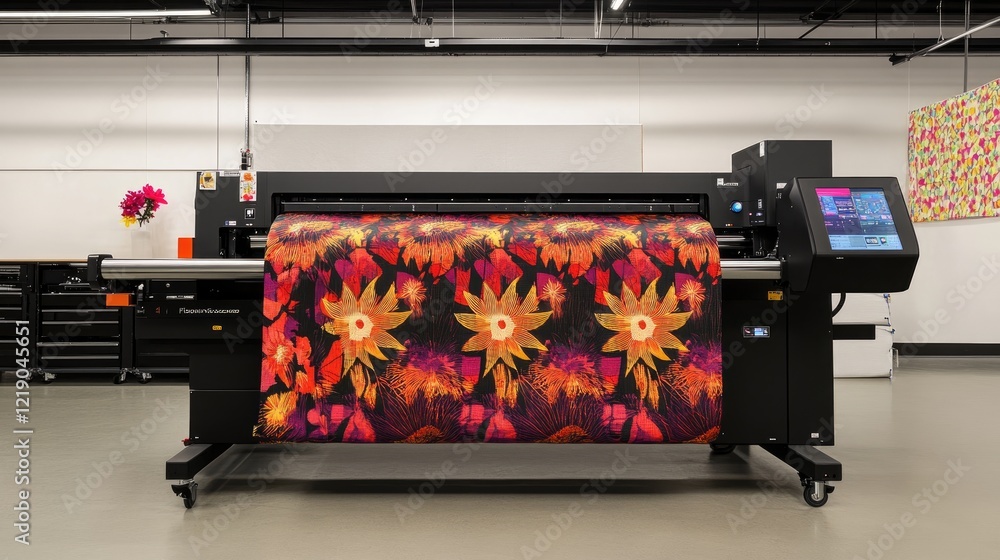 Aufkleber digital fabric printer producing high-resolution patterns.