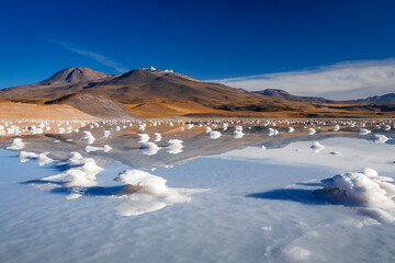 Details of salt rocks on laguna tuyajto in atacama region