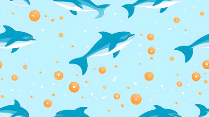 Obraz premium Dolphins jumping in turquoise waters ocean paradise digital illustration vibrant environment aerial view nature concept