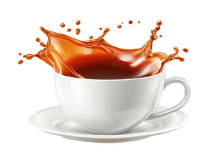 Isolated Tea Splashing in a White Cup
