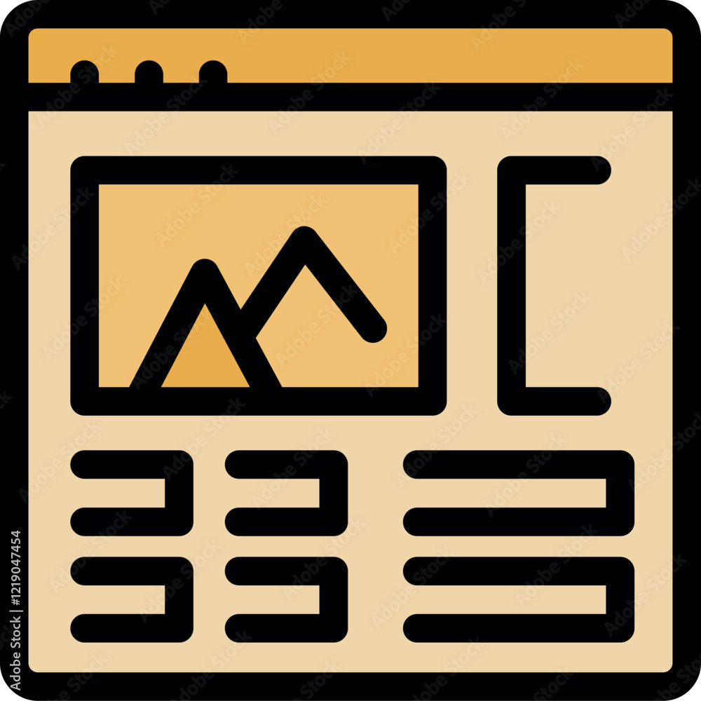 Poster clean and modern web page design featuring a captivating mountain picture and text boxes for informa