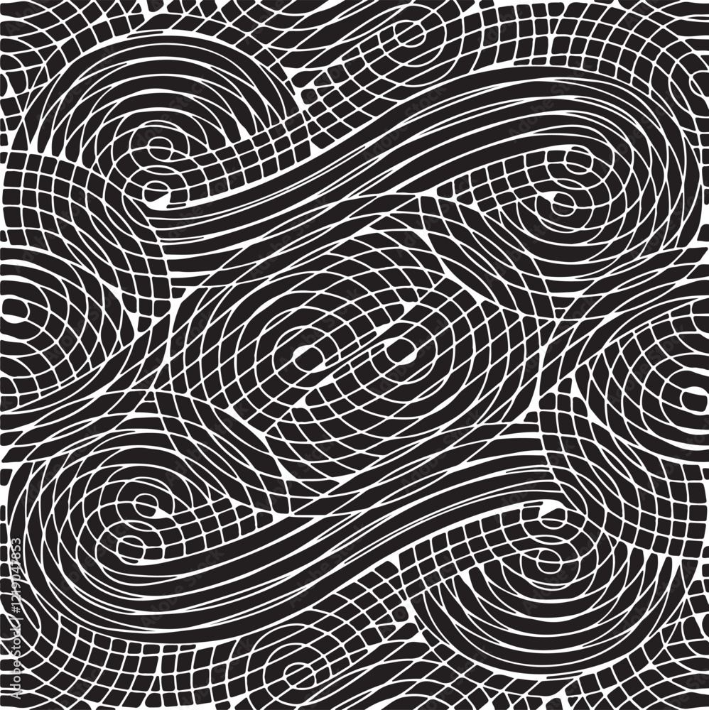 Poster black and white tileable pattern. grunge worn damask pattern design. distressed fabric texture. over