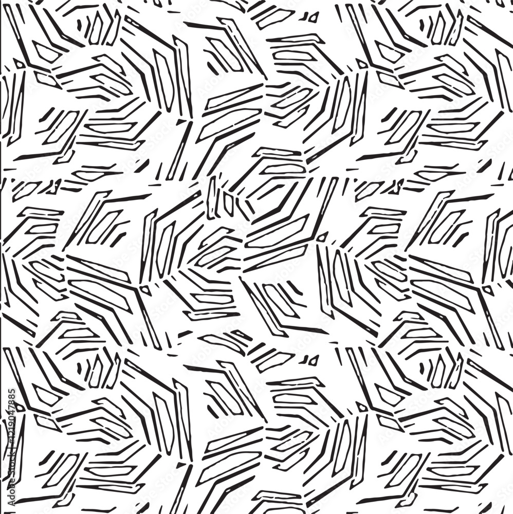 Poster black and white tileable pattern. grunge worn damask pattern design. distressed fabric texture. over