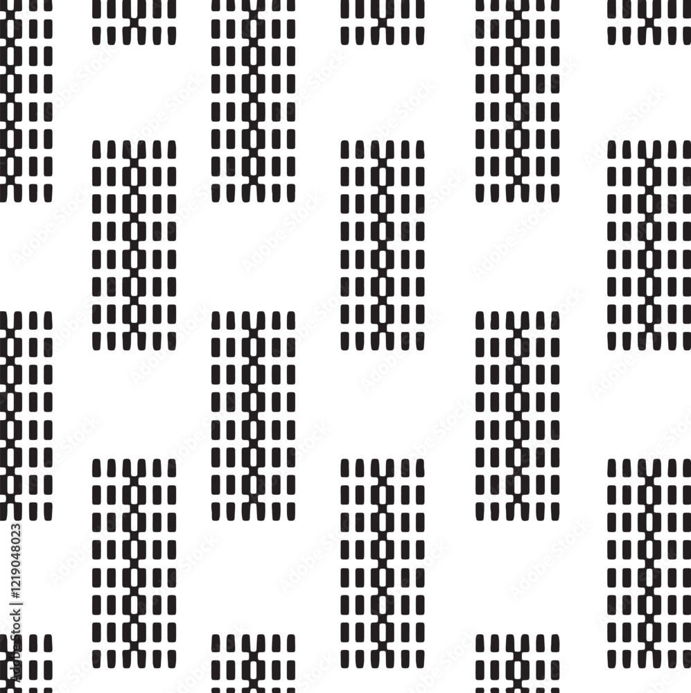 Poster black and white tileable pattern. grunge worn damask pattern design. distressed fabric texture. over