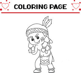 ancient boy is holding stone axe fight coloring page for kids