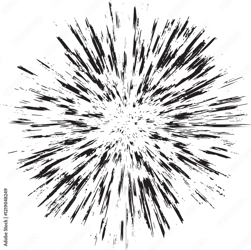 Poster circular starburst explosion texture. distressed uneven grunge background. abstract vector illustrat