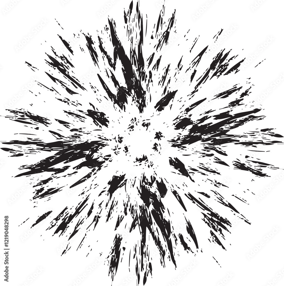 Poster circular starburst explosion texture. distressed uneven grunge background. abstract vector illustrat