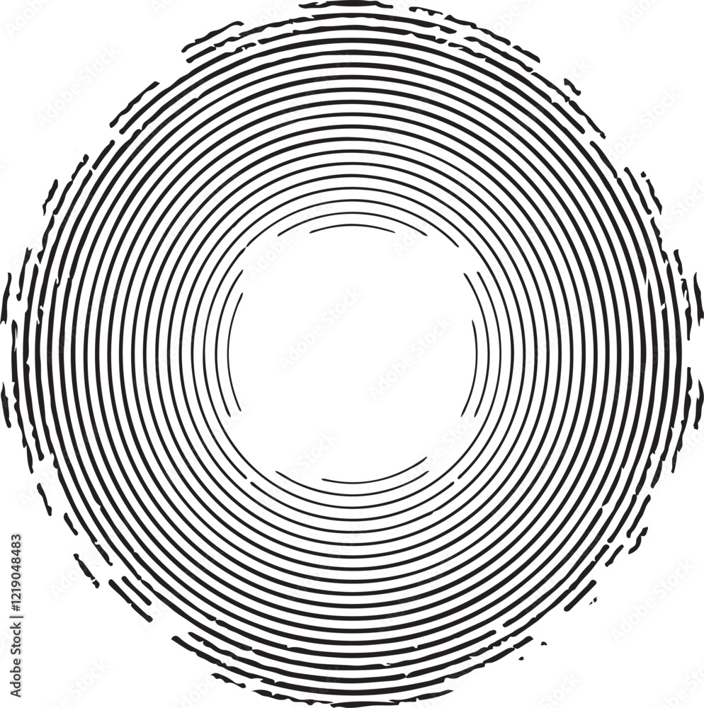 Poster circular black and white pattern. monochrome texture composed of irregular graphic elements. distres