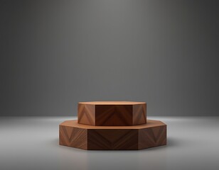 Elegant Wooden Display Stand Two Tiered Hexagon