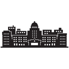 Hospital building silhouette vector, Hospital icon symbol, hospital vector illustration