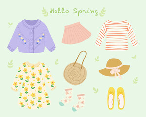 Spring clothes clip art illustration