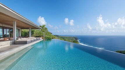 Fototapeta premium Luxury Villa with Infinity Pool and Ocean View in Bali