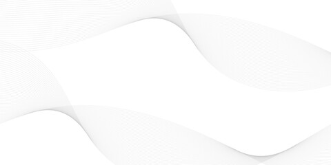 Abstract wavy white and grey curved lines on transparent background. Frequency sound wave lines and technology background, Design for brochure, flyer, banner, template, business wave lines background.