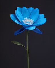 Blue flower on dark background. Flor azul em fundo escuro.