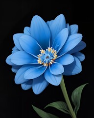 Blue flower on dark background. Flor azul em fundo escuro.