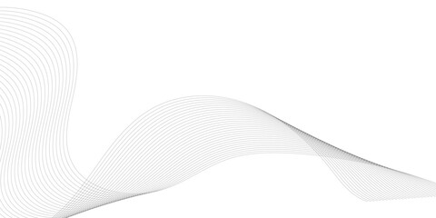 Grey and white wavy curve line with digital future technology concept background. Line art striped graphic template, banner background. Vector illustration.