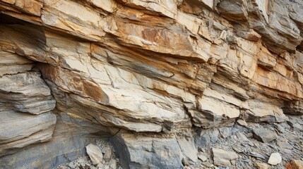 Stunning canyon view with layered sedimentary rocks and fossil rich erosion patterns in desert