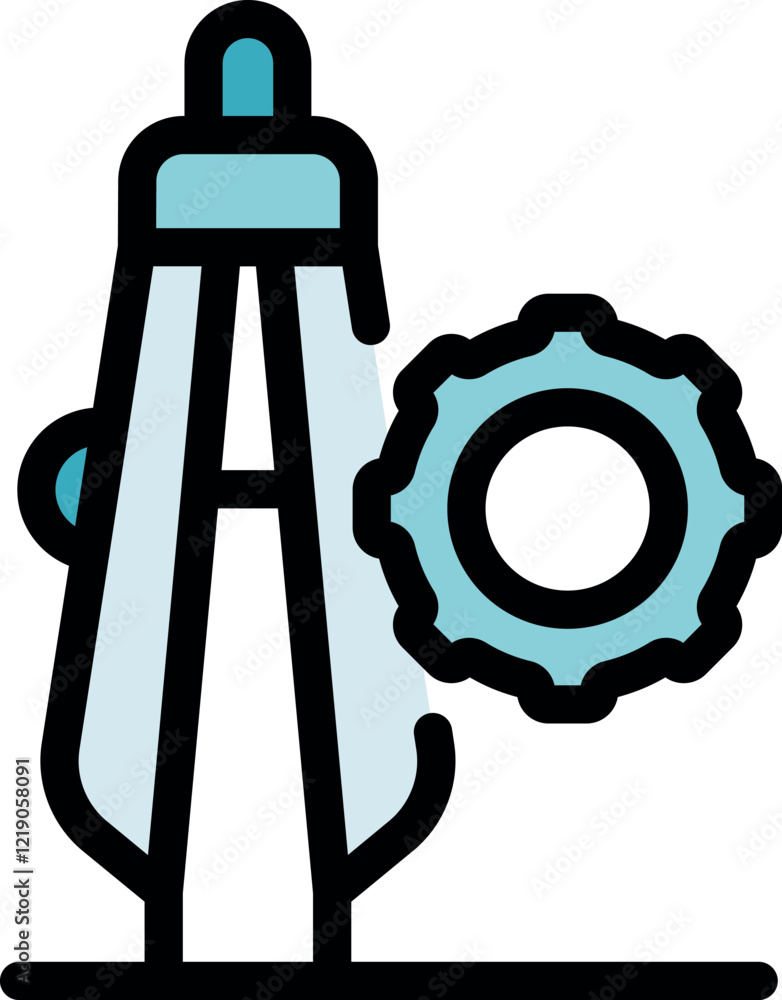 Poster compass and gear combined, representing the synergy of measurement and mechanical processes in engin