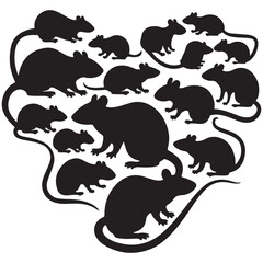 Rodent rat silhouette vector set