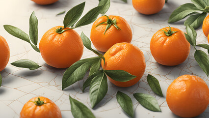 tangerines with leaves