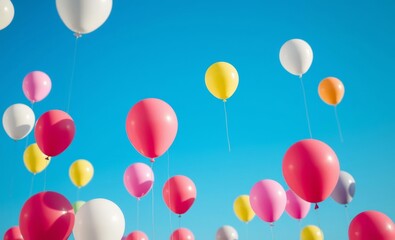 Multiple balloons against blue background balloon background balloon background party holiday celebration decoration