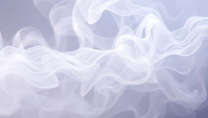 Obraz premium An ethereal design featuring a smoky haze of pearlescent tones white, soft silver, and faint lavender swirling in a dreamlike flow, illuminated by soft light beams