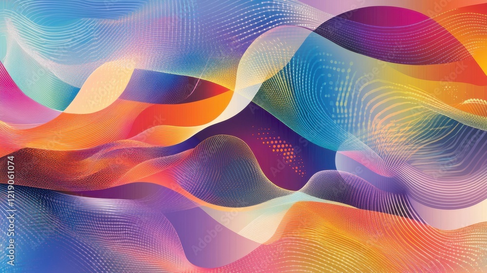 Poster abstract colorful waves blending seamlessly, creating a vibrant, dynamic background for design use