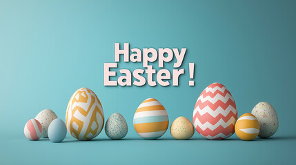 An elegant design featuring the phrase "Happy Easter!" in large, bold typography with a gradient color effect, set against a clean, solid greenscreen background. The text is centered, offering a clear